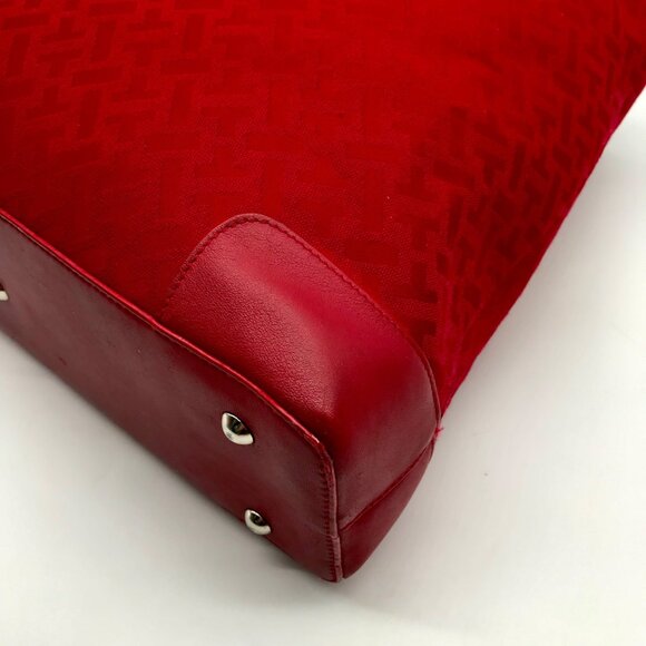 Talbots Red Monogram Canvas Tote Bag - Picture 6 of 10